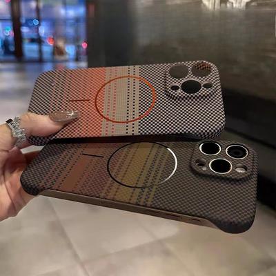 Carbon Fiber Pattern Suitable for Apple 17promax Mobile Phone Case Without Frame Thin Circle Magnetic Suction Apple 16 Ultra Thin Anti Fall Cover