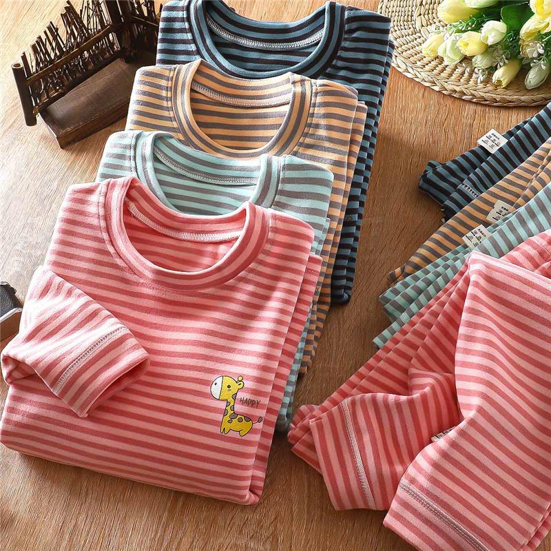 Kids Thermal Underwear Set Autumn Winter Warm Fleece Pajamas Boy & Girls Home Clothes Thickened Thermal Base Layer Baby Loungewear