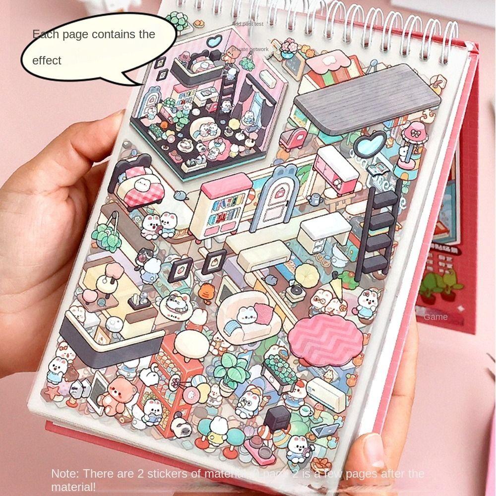 DIY Landscape Sticker Book 20in1 Cabin Scene Decorative Decals Student