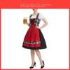 Kostium Oktoberfest Vintage Czerwono-Czarna Kratka Sukienka Na Imprezę Halloweenową Przebranie