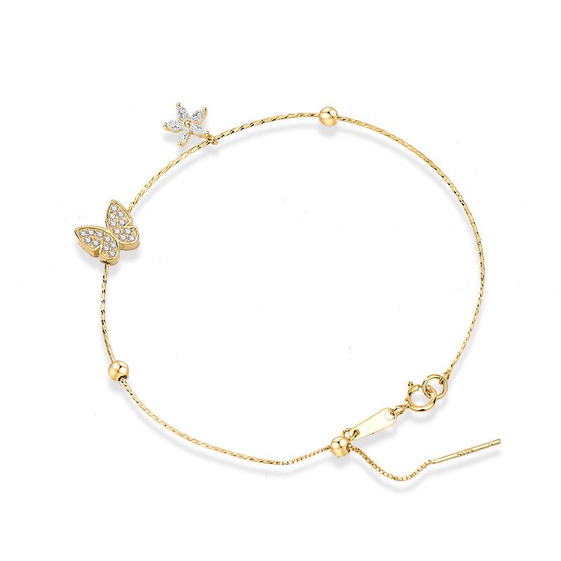 

Butterfly 925 Silver Four-Leaf Clover Bracelet - Korean Style & Exquisite Design for Women 925 Silver