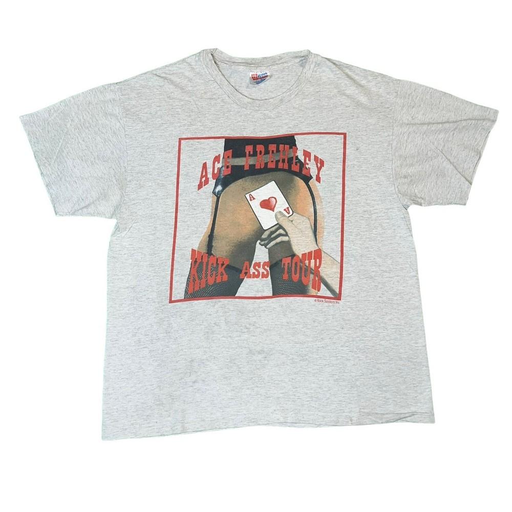 Рубашка Ace Frehley 90-х Kick Ass Унисекс Концерты-5XL Репринт LO276 Унисекс Футболка L