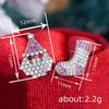 Asymmetrical Santa Stud Earrings, Wishing Socks, Wax-Set Zircon Jewelry, Christmas.