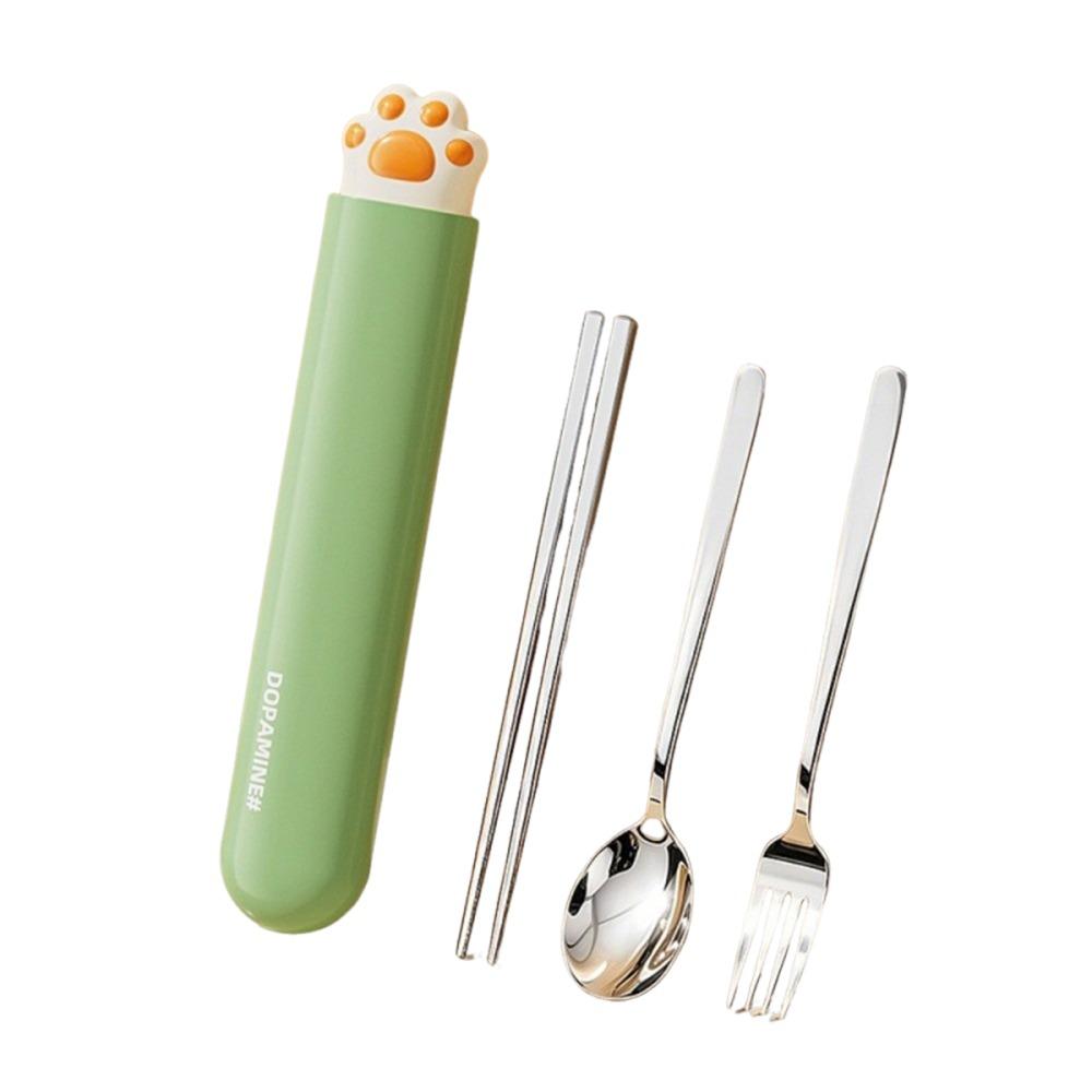 Portable Spoon Fork Chopsticks Set Cat Paw Travel Tableware Set Stainless Steel Cutlery Set Travel