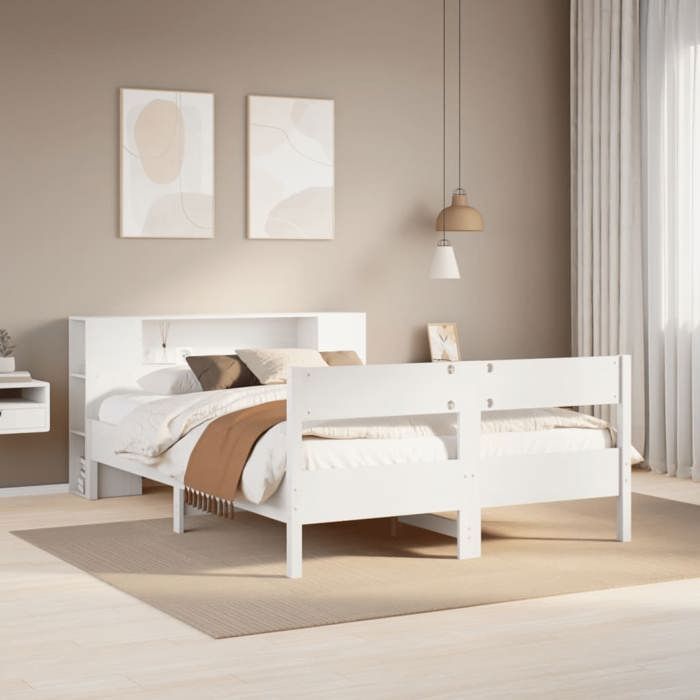 VidaXL Lit bibliothèque sans matelas blanc 120x200 cm bois pin massif 3322952