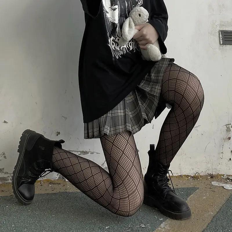 Heart Flower Mesh Japanese Girls Lolita Ins Tights Stockings White Fishnet Pantyhose Female Women Sexy Love Dot Summer Leggings