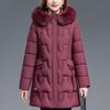 Middle Age Woman Winter Coats Hooded Faux Fur Collar Casual Thick Warm Long Parkas Women's Jackets