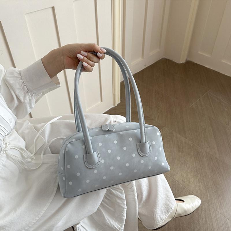 Yogodlns New Large Capacity Shoulder Bags Zipper Polka Dot Bowling Underarm Bags For Women Minimalist Shopper Handbag