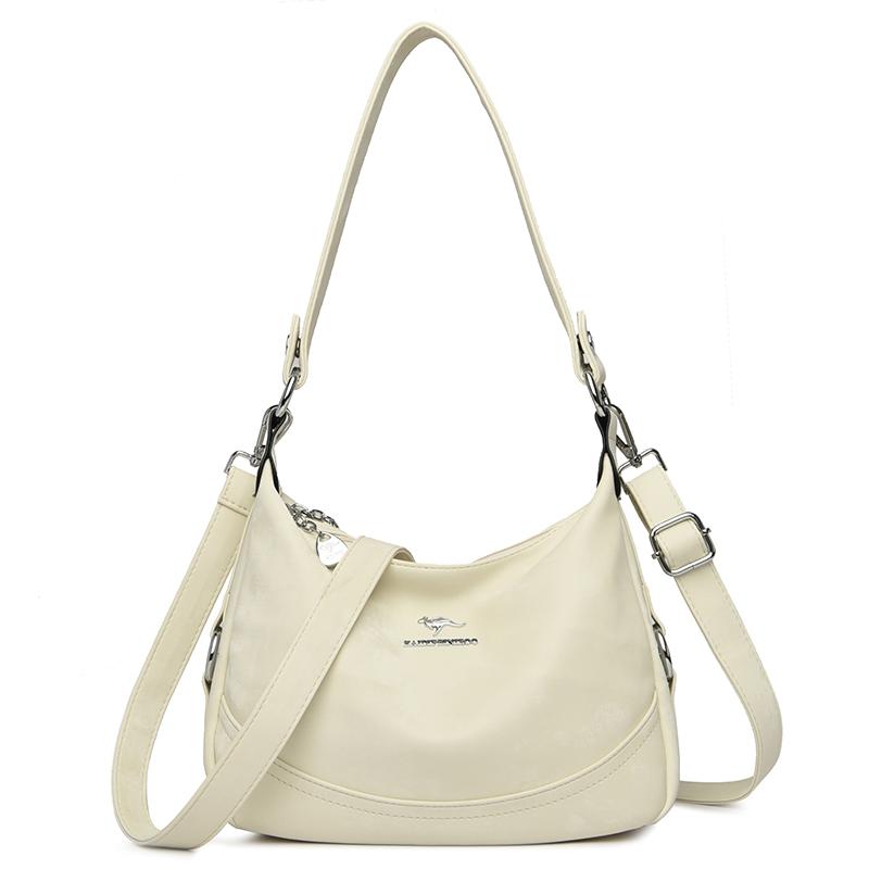 2-Layer Large Capacity Women'S Shoulder Bag New High Quality Soft Leather Female Crossbody Bags Simple Solid Color Girl Handbag Quality
