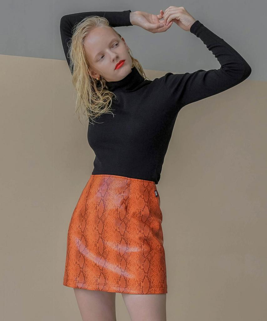 Onneu Python Faux Leather Skirt Orange