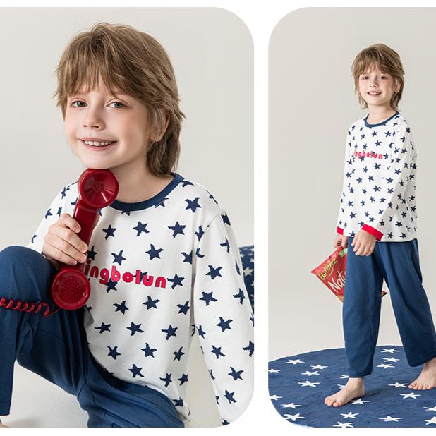 Yingbolun's 26th Summer New Boys' Long Sleeved Pants Lycra Cotton Set A-class Home Clothes