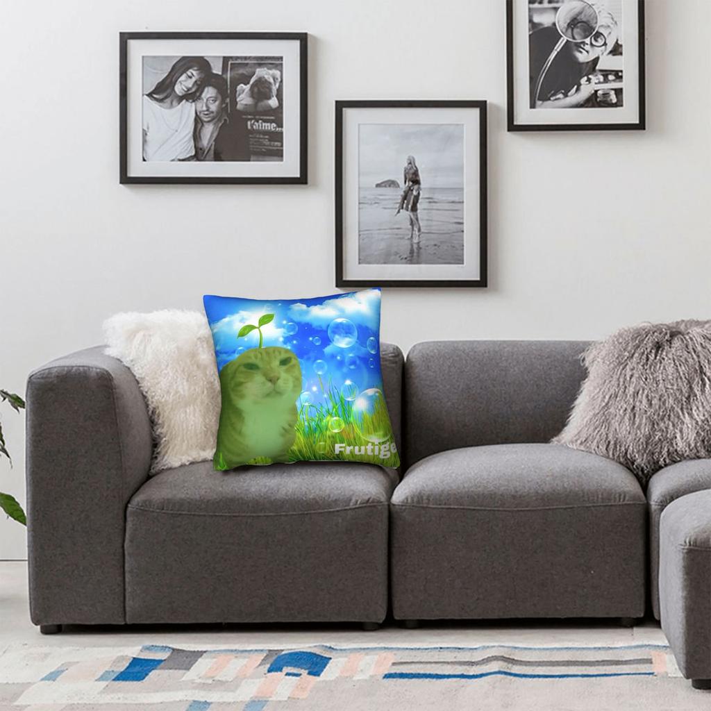 Cat Frutiger Aero Eco Funny Pillowcase Polyester Cushion Cover Decorative Throw Pillow Case Cover Home Square 40X40cm