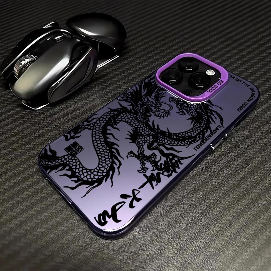 Phone Case for iPhone 17 Air 11 12 13 Pro Max 14 15 16 Plus 16e Soft Shell Fashion Totem Dragon