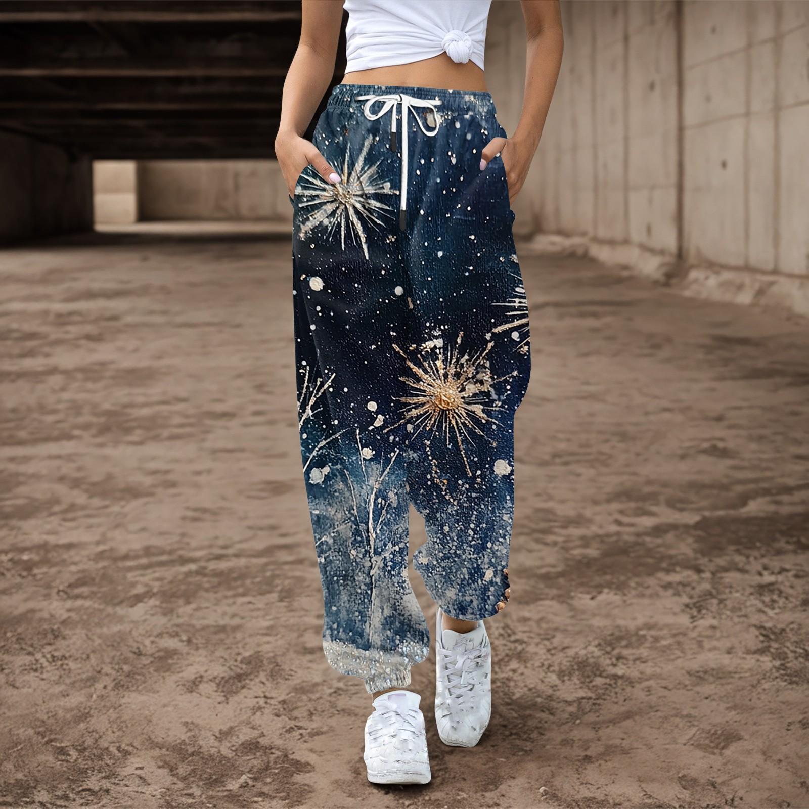 

Женские повседневные брюки с завязками на резинке и рождественским принтом, спортивные штаны XL