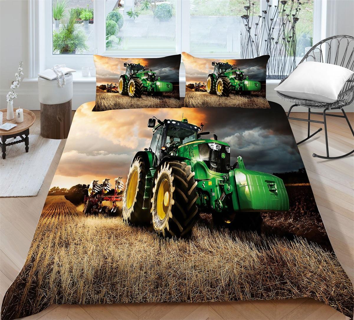 

Комплект постельного белья с 3D-трактором, роскошный автомобильный пододеяльник и наволочка 2/3, полноразмерный комплект постельного белья AU/EU/DE/US AU Single 140x210cm