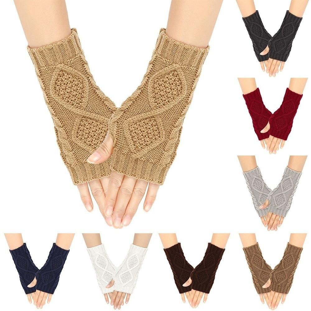 Knitted Crochet Fingerless Gloves Soft Warm Knit Mittens Fashion Winter Warm Gloves  for Men Womens