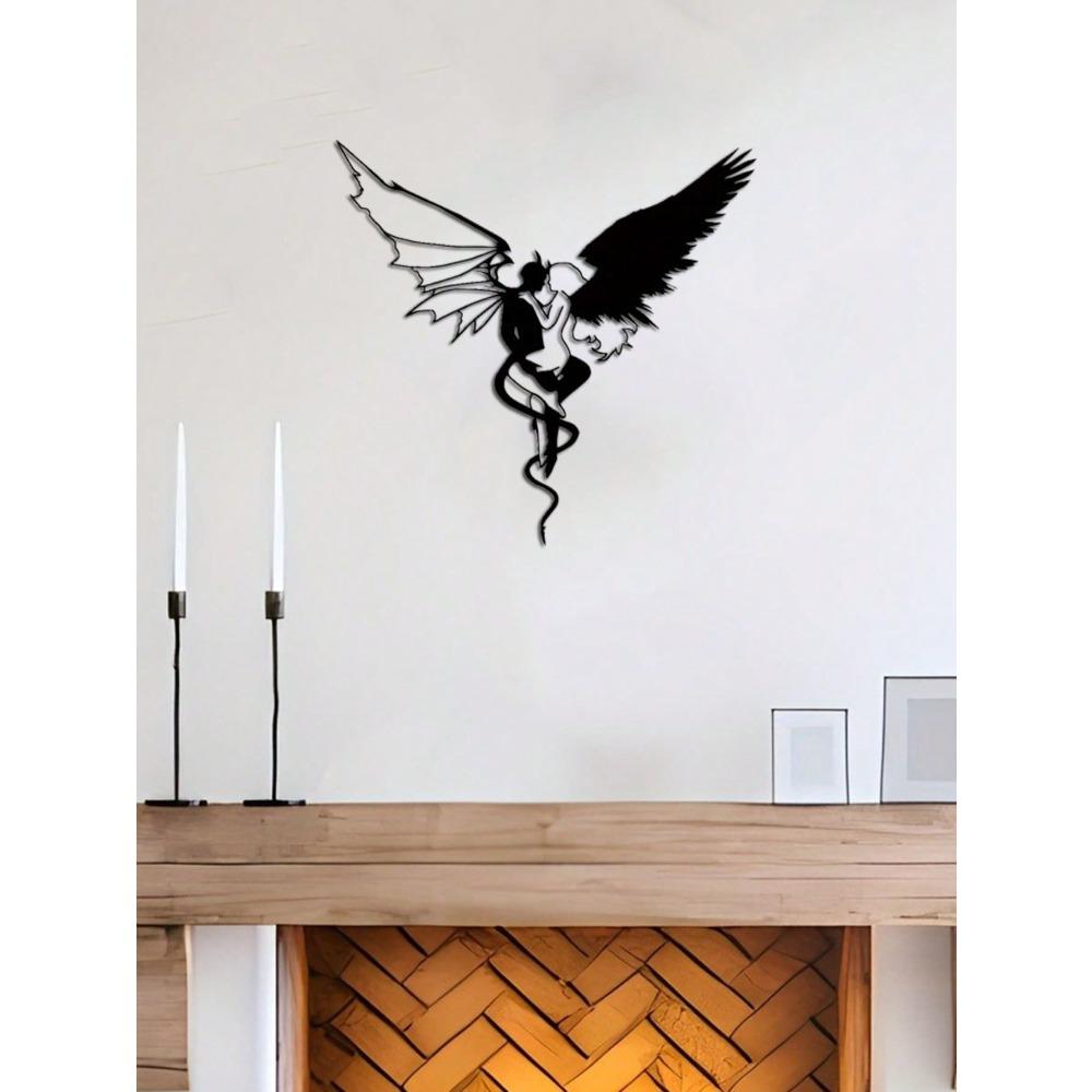 1pc Gothic Demon Angel Metal Wall Art Gothic Home Decor Iron Craft Ornament For Room Personalized Gift