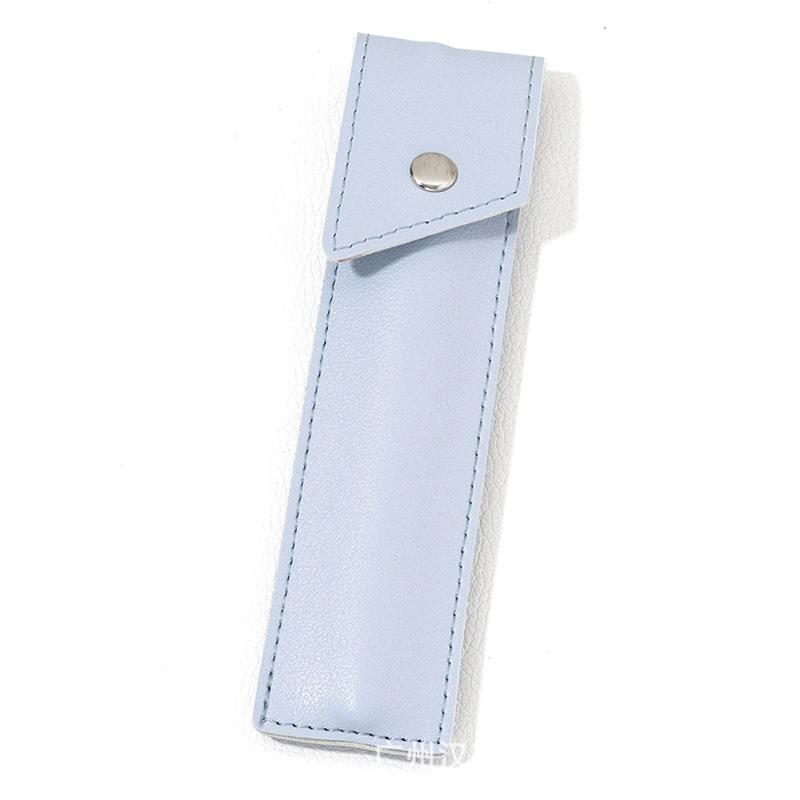 Solid Color Portable Leather Pen Case Single Pen Protective Case Anti Drop Pen Case