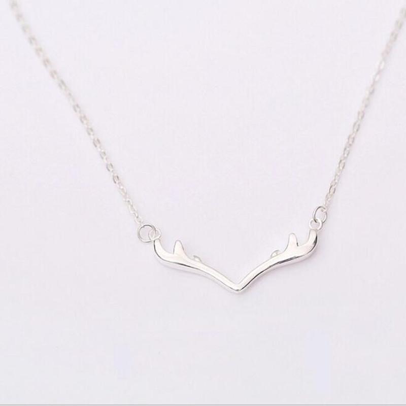 Popular Deer Antlers Necklaces & Pendants For Women Christmas Vintage Necklaces 925 Sterling Silver Jewelry Collier TYB364