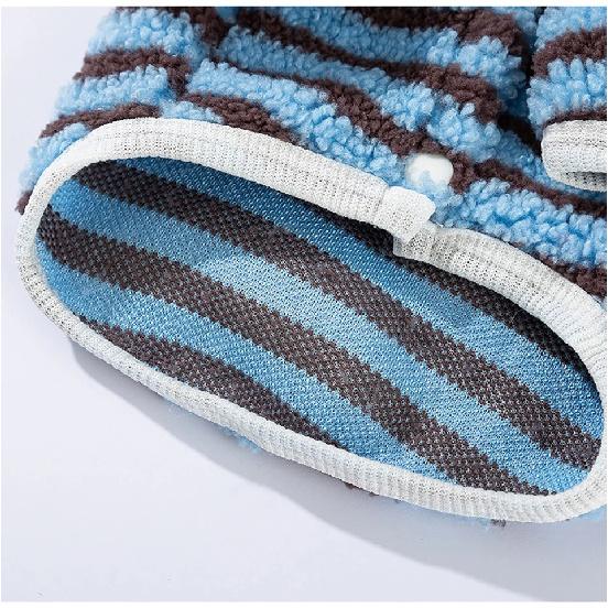 Popular Striped Dog Clothes Polar Fleece Pet Sweatshirt Winter Warmth Teddy Two-legged Clothing with Traction Buckle