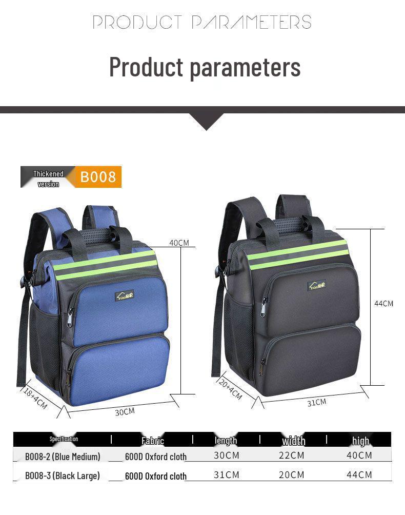 Double Shoulder Multi-Pocket Electrician Backpack - Large Capacity, Durable Oxford Cloth