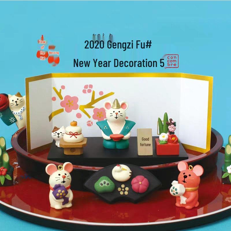 Creative Japanese Zakka Year of the Rat Spring Festival Resin Miniature Ornaments
