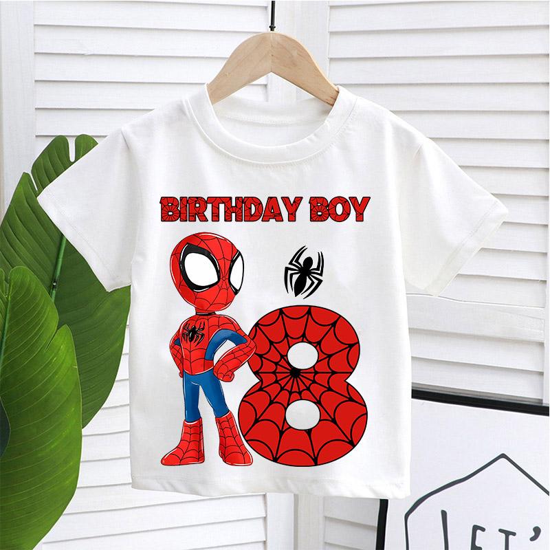 Childrens Spider Man High Quality Summer Childrens Tshirt Made of Breathable Fabric for 19 Birthday Parties