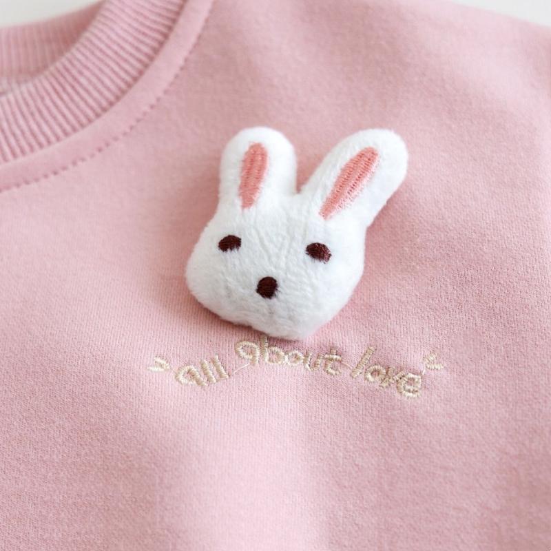 Ropa Infantil Estilo Coreano Sudadera para Niña Invierno Nueva Moda Niños Dibujos Animados Sudadera de Conejo 3D Primavera Otoño Top Informal Uso Diario