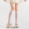 Women Japanese Style Summer Cute Heart Pattern Thin Silk Over Calf Long Socks