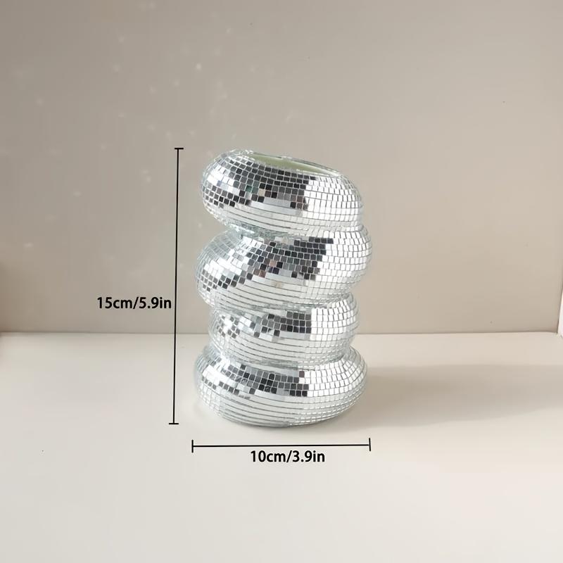 

strange Disco Ball Spiral Vase Glass Tiles Flower Bottle Disco Ball Planter Mirror Vase Home Living Room Decor creative gifts