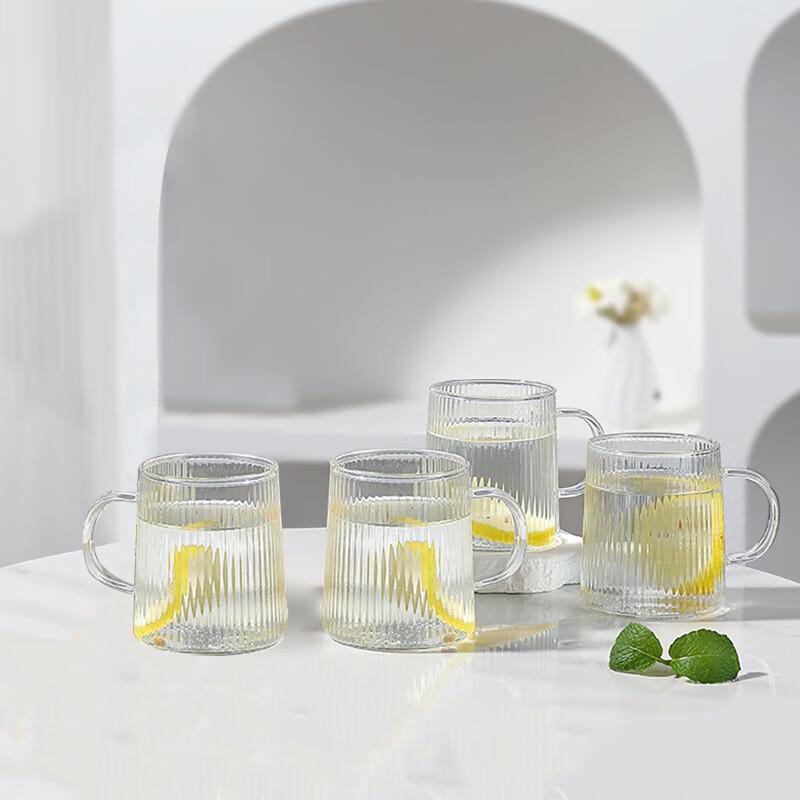 Vertical Stripe High Borosilicate Glass Handle Cups