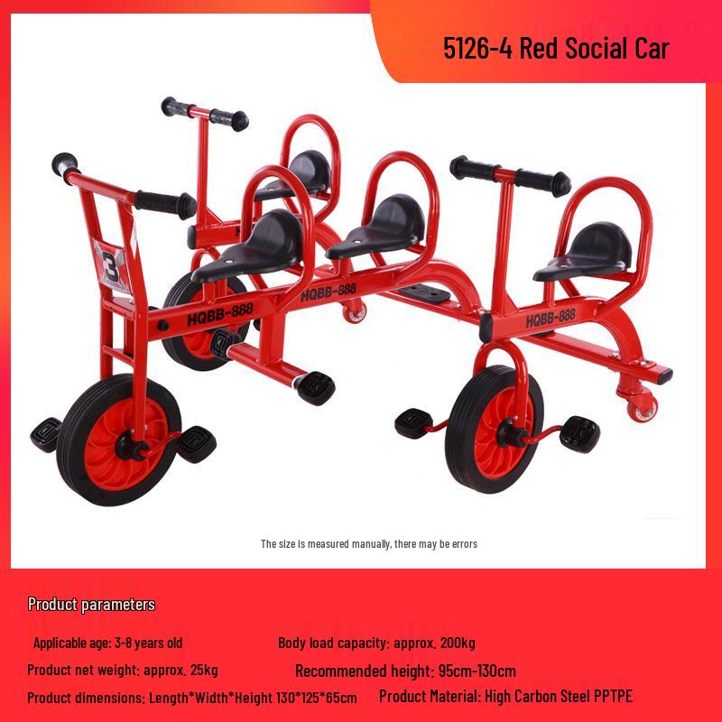 Children's Double Pedal Tricycle with Basket for Outdoor Play
