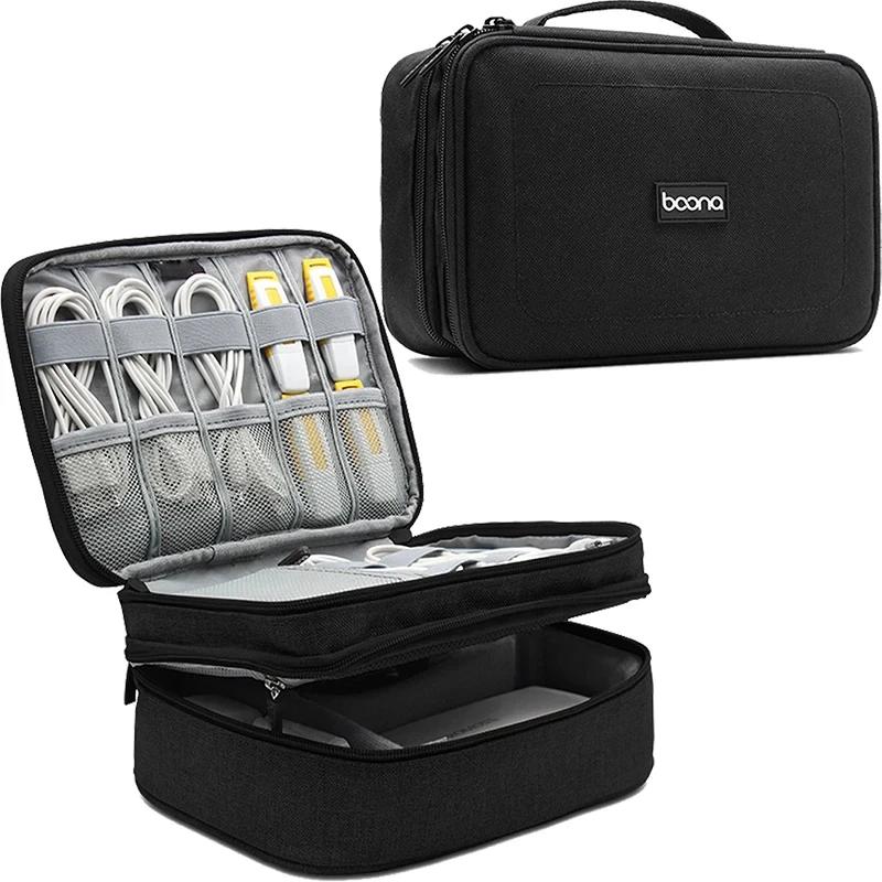 Doppelschichtige Reise-Digital-Aufbewahrungstasche Großes Fassungsvermögen Digitales Zubehör Ladegerät Daten Multifunktionskabel Aufbewahrungstasche