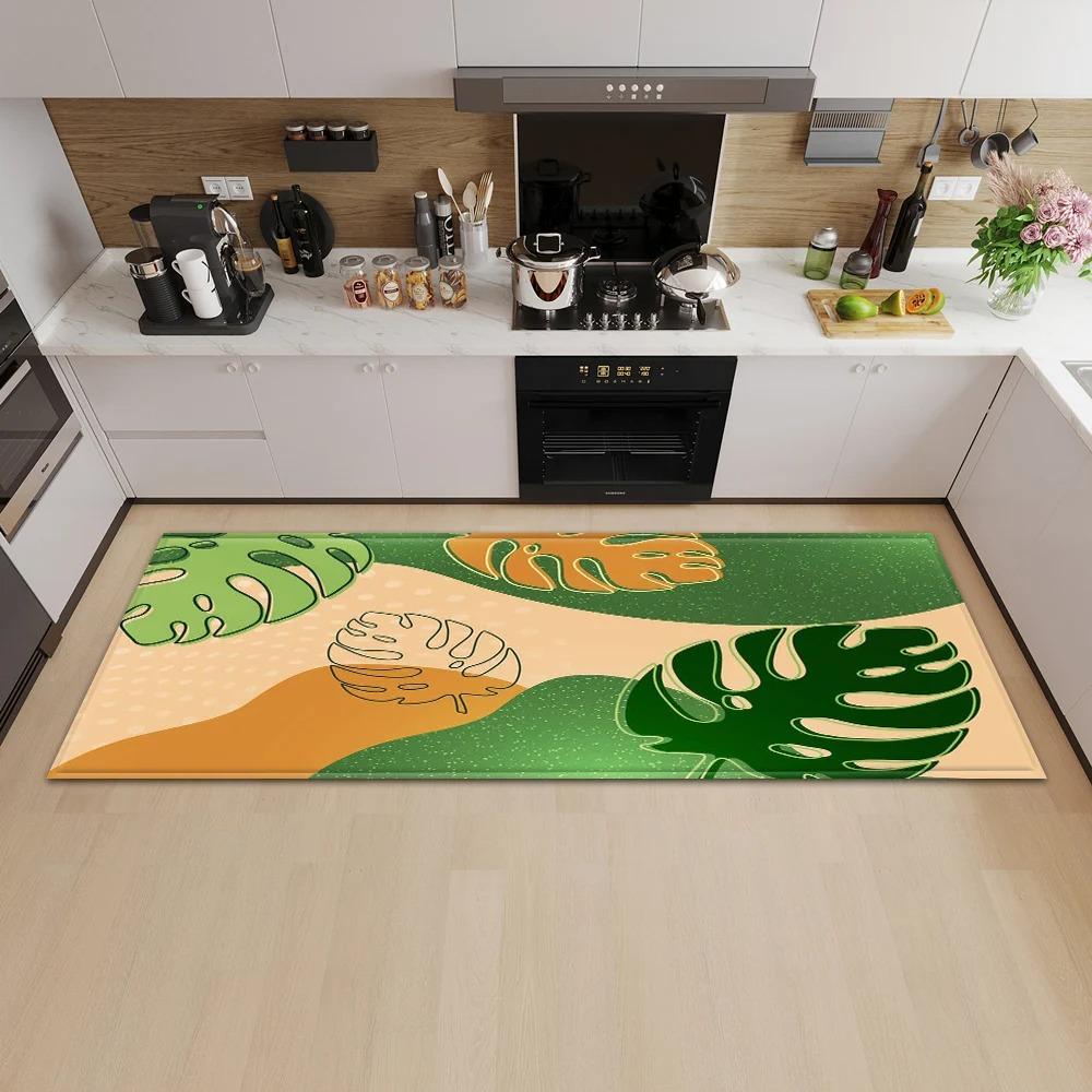 Tropical Plant Illustration Pattern Home Kitchen Floor Mat Door Front Decoration Floor Mat