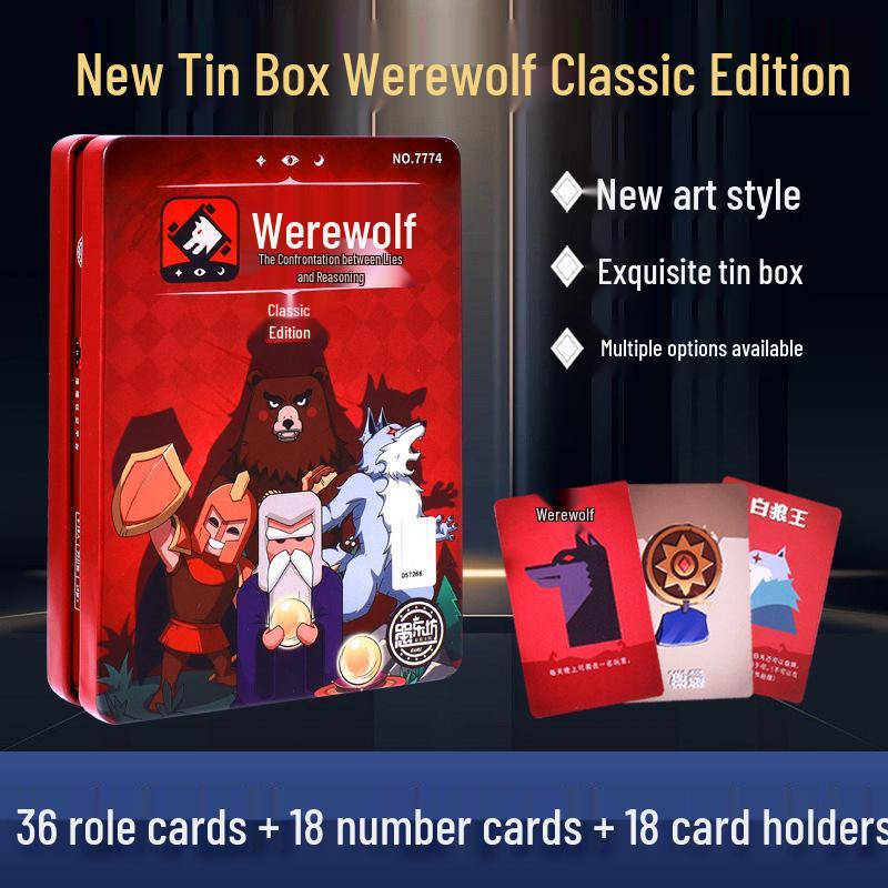 Genuine Werewolf Table Game Classic Edition: Iron Box with Numbered Tokens & New Character Cards