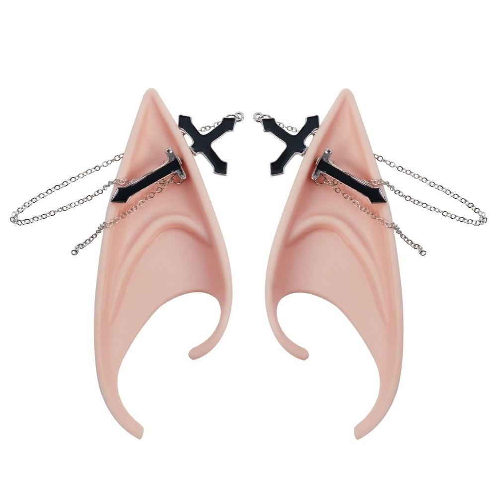 1pair Cross False Ears with Earring Ear Cuff Jewelry Cute Elf Ears  Photography Props