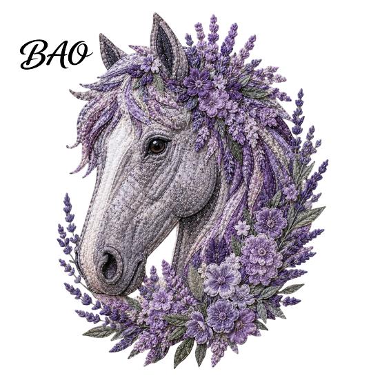 Artistic Fabric Applique Set Floral Horse Patchwork Kit, DIY Diy Kit Sewing for Adults, Handmade Wall Decor Decorative Collage