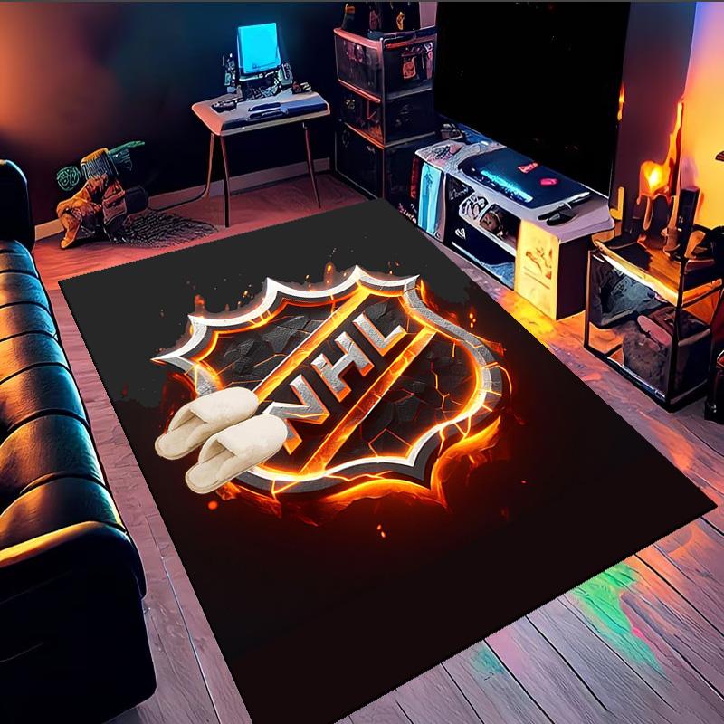 Tappeto Area Rug con Emblema Lega Hockey NHL Adatto per Interni ed Esterni, Tappeti per Cucine, Case, Uffici, Soggiorni, Arredamento Casa, Regalo di Natale