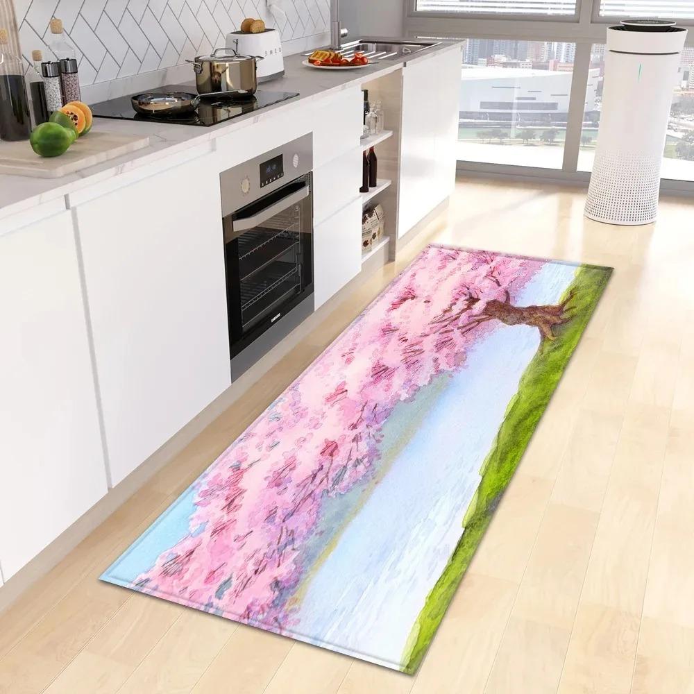Bedroom Decoration Living Room Decoration Area Rug Small Fresh Flower Pattern Home Kitchen Floor Mat Door Decoration Floor Mat