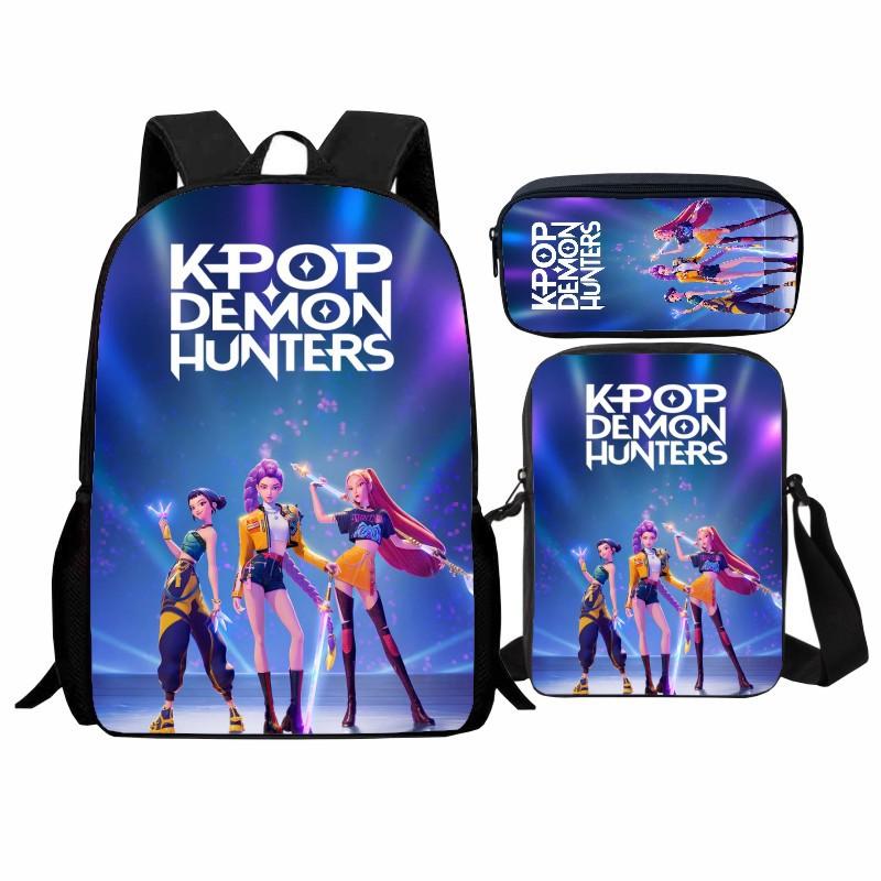 Set da Scuola a Tre Pezzi Huntrix Kpop Witch Hunters K-Pop Studente, Zaino Borsa Astuccio