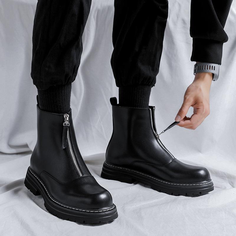 Designer Men's Boots Fashion Trend Genuine Leather Shoes Party Nightclub Dresses Cowboy Chelsea Boot Platform Ankle Botas