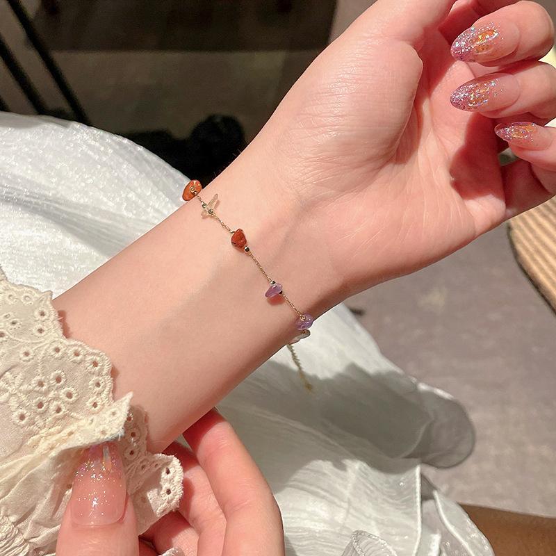 Trendy Charming Colorful Irregular Stone Necklace Bracelet For Women Girls Versatile Gorgeous Jewelry Accessories Gifts