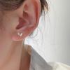 Real 925 Sterling Silver Delicate Simple Inlaid Zircon Heart Stud Earring For Women Girls Wedding Party Gift Jewelry
