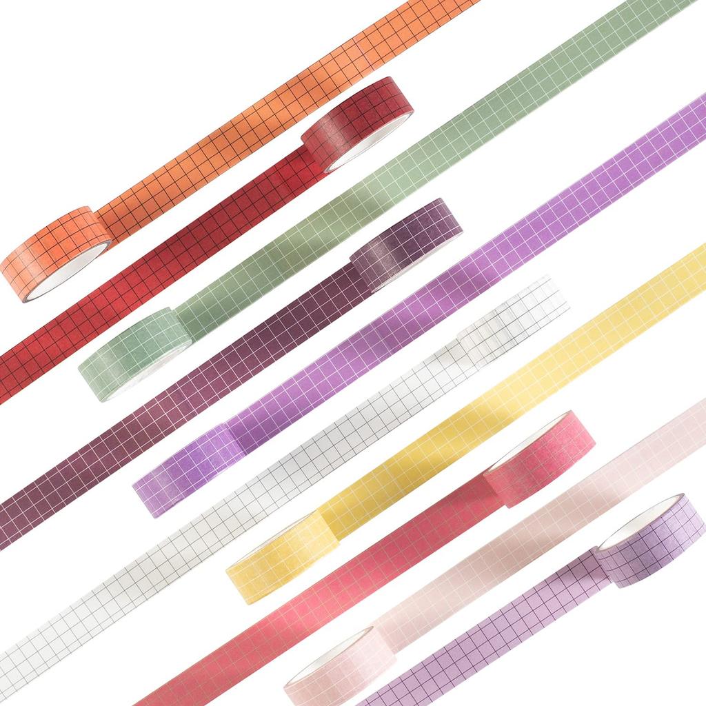 Plaid Masking Tape Set of 10 Creative Colorful Washi for DIY Crafts Rolls, Tape, Women's Style, Packaging, (Tulip)