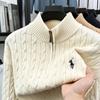 Men's 720g Jacquard Knitwear, New Autumn/Winter, Half-Zip Collar, Embroidered Sweater