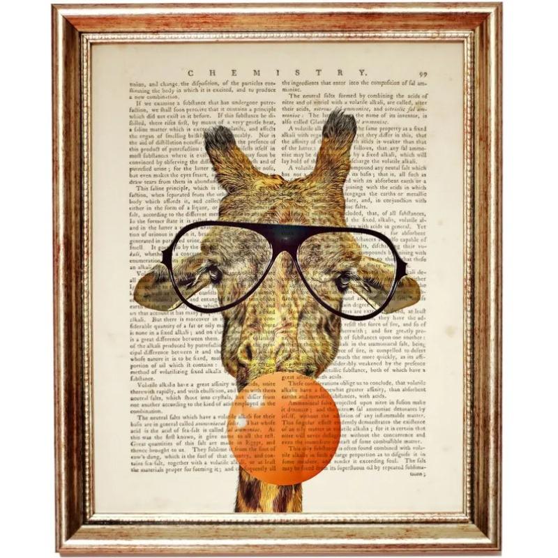 Vintage Funny Animals In Newspaper Art Poster Canvas Painting Puppy Pet Cat Horse Wall Art Pictures Gift Home Decor