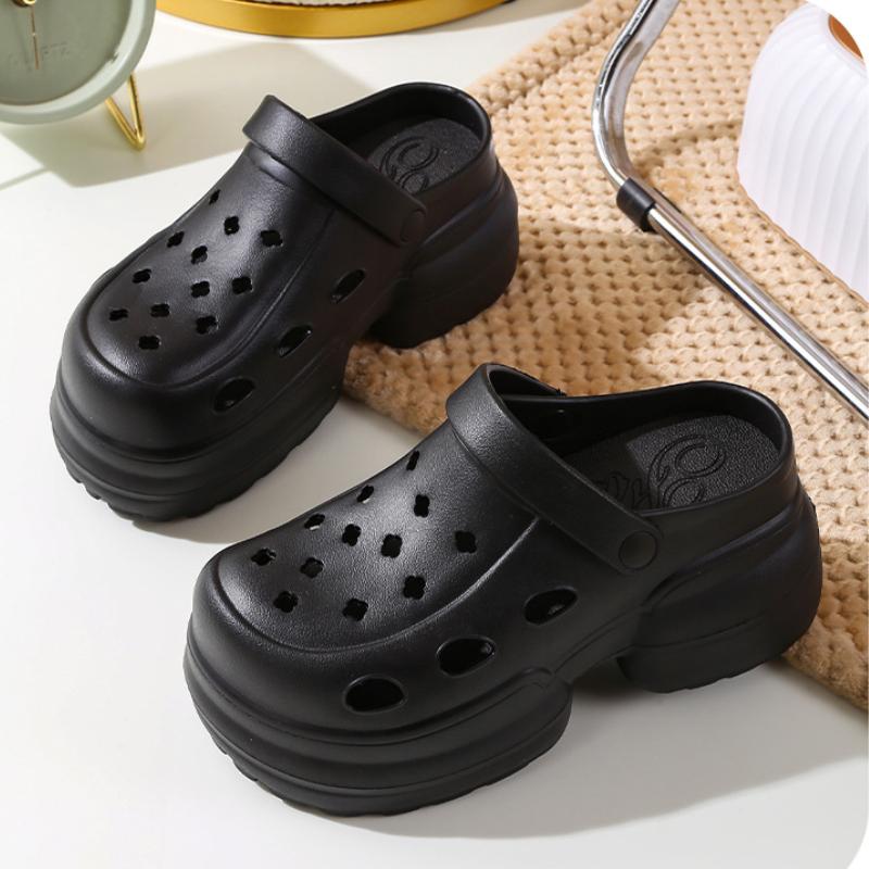 Mode Damen Plateau-Slipper Mode Clogs Weiche EVA Sommer High Heel Schuhe Dicke Sohle Weibliche Street Keilsandalen Zuhause Strand Pantoletten