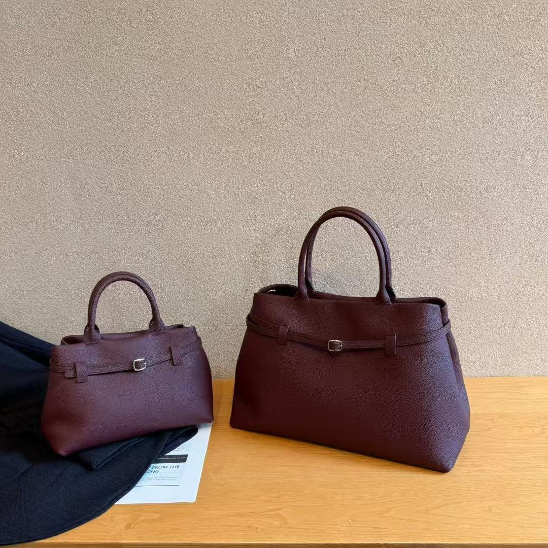 

Bao Korean Ladies High-end Sense Togo Top-layer Cowhide Leather Tote Bag 2025 Retro Minimalist Versatile Handbag For Women Small Size: 24 em 15 -em 17cm вино красного