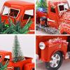 Christmas Vintage Red Truck Metal Truck Car with Christmas Trees Ornaments for Home Fireplace
