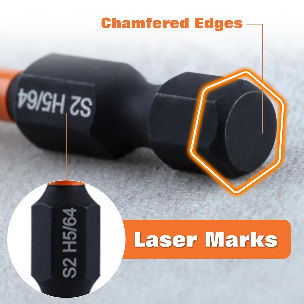 LEONTOOL Hex Wrench Hex Bit Hex Wrench Drill Bit Hex Shank S2 Steel Hex Bit Hex Hex Metric SAE Hex Bits for Impact Driver Interchangeable Precision